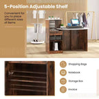 Costway Reception Desk with Lockable Drawer & Adjustable Shelf Oval Tabletop for Store White/Black