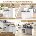 Costway Reception Desk with Lockable Drawer & Adjustable Shelf Oval Tabletop for Store White/Black