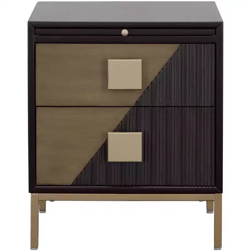 Coast to Coast Roma 20 Wide Black and Metallic 2-Drawer End Table