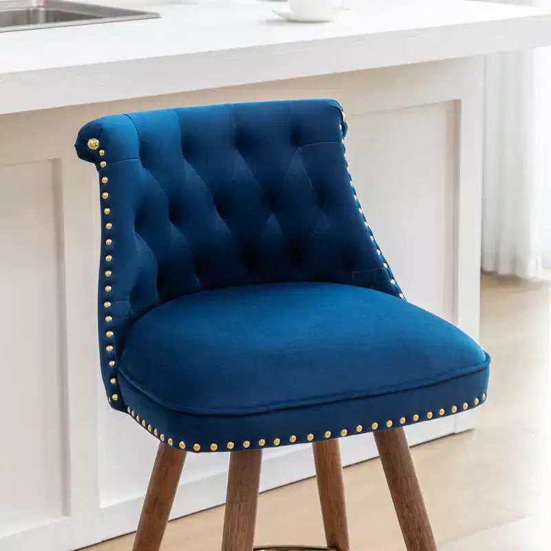 Roundhill Furniture Elvara Set of 2 Button-Tufted Counter Stools with Nailhead Trim