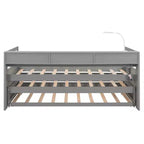 Whisen Twin XL Wood Daybed with 2 Trundles, 3 Storage Cubbies, 1 Light for Free and USB Charging Design