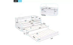 Whisen Twin XL Wood Daybed with 2 Trundles, 3 Storage Cubbies, 1 Light for Free and USB Charging Design