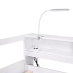 Whisen Twin XL Wood Daybed with 2 Trundles, 3 Storage Cubbies, 1 Light for Free and USB Charging Design
