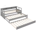 Whisen Twin XL Wood Daybed with 2 Trundles, 3 Storage Cubbies, 1 Light for Free and USB Charging Design