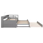 Whisen Twin XL Wood Daybed with 2 Trundles, 3 Storage Cubbies, 1 Light for Free and USB Charging Design