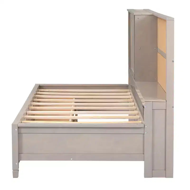 Whisen Twin Size Lounge Daybed with Storage Shelves, Cork Board, USB Ports and 3 Drawers