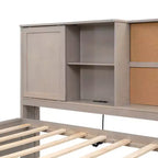 Whisen Twin Size Lounge Daybed with Storage Shelves, Cork Board, USB Ports and 3 Drawers