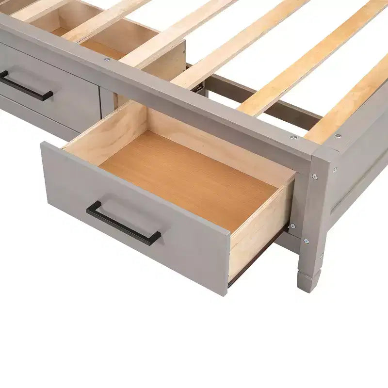 Whisen Twin Size Lounge Daybed with Storage Shelves, Cork Board, USB Ports and 3 Drawers