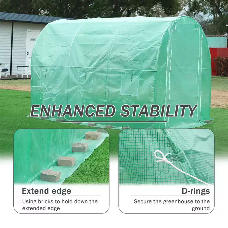 Aoodor Greenhouse Replacement Cover, Large Walk in Tunnel Outdoor Plant Gardening Greenhouse Spare Parts Cover (Frame NOT Included)