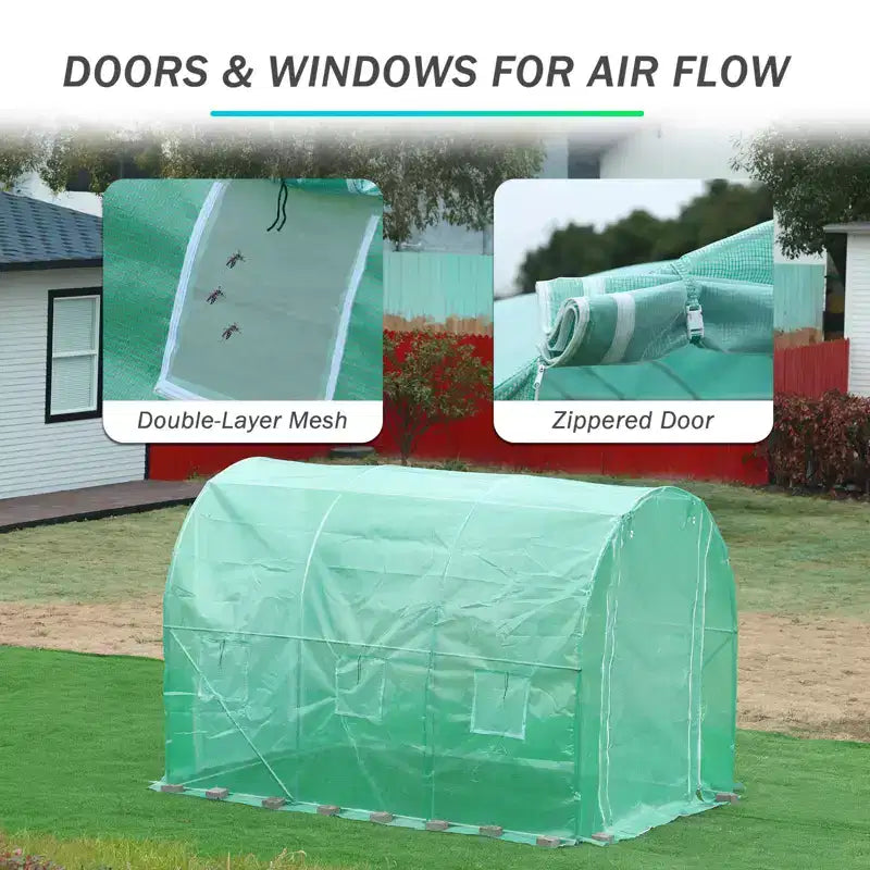 Aoodor Greenhouse Replacement Cover, Large Walk in Tunnel Outdoor Plant Gardening Greenhouse Spare Parts Cover (Frame NOT Included)