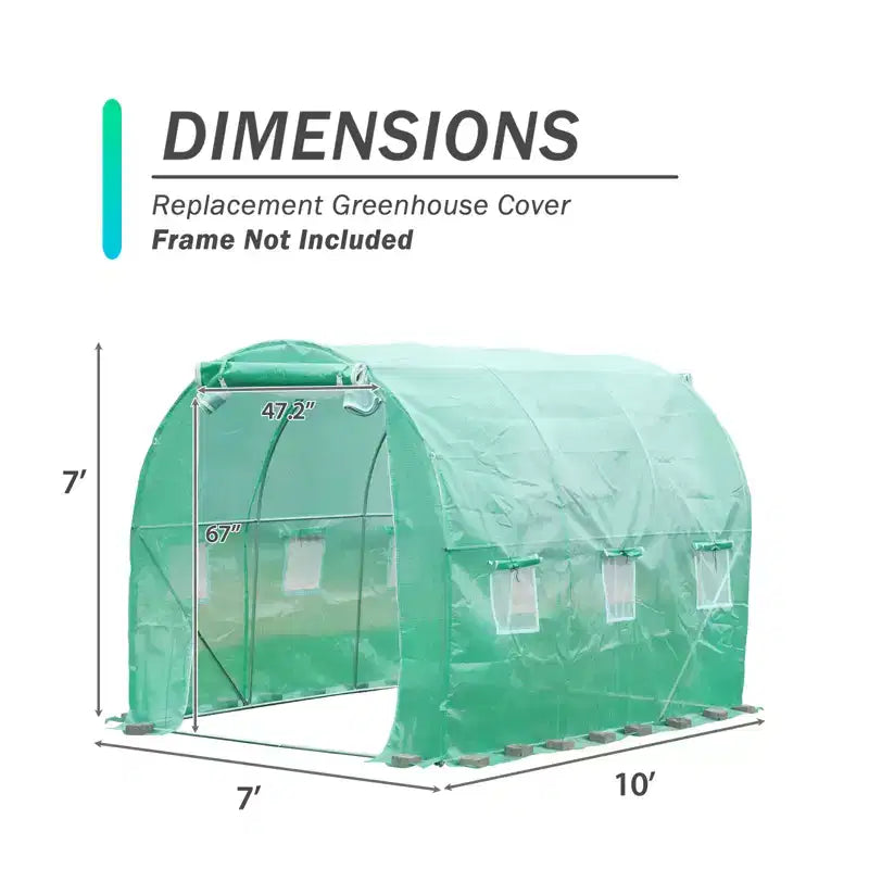 Aoodor Greenhouse Replacement Cover, Large Walk in Tunnel Outdoor Plant Gardening Greenhouse Spare Parts Cover (Frame NOT Included)