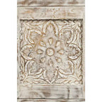 Jofran,Global Archive Hand Carved Mango Wood Accent Table- White Color