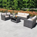 5-Piece Patio Wicker Conversation Sofa Set with Coffee Table,Rattan Sofa Chair with Cushion
