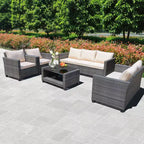 5-Piece Patio Wicker Conversation Sofa Set with Coffee Table,Rattan Sofa Chair with Cushion