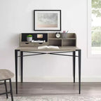 Walker Edison Furniture Company Industrial Secretary Desk with Hutch, Grey Wash, 42in