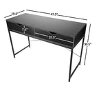 Interior Elements Home Office Modern Computer Desk with Drawers, Black, 47.5in