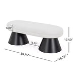 Modern Oval Upholstered Bench with Black Geometric Legs, Entryway Dining Bench for Living Room -Christopher Knight Home