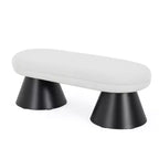 Modern Oval Upholstered Bench with Black Geometric Legs, Entryway Dining Bench for Living Room -Christopher Knight Home
