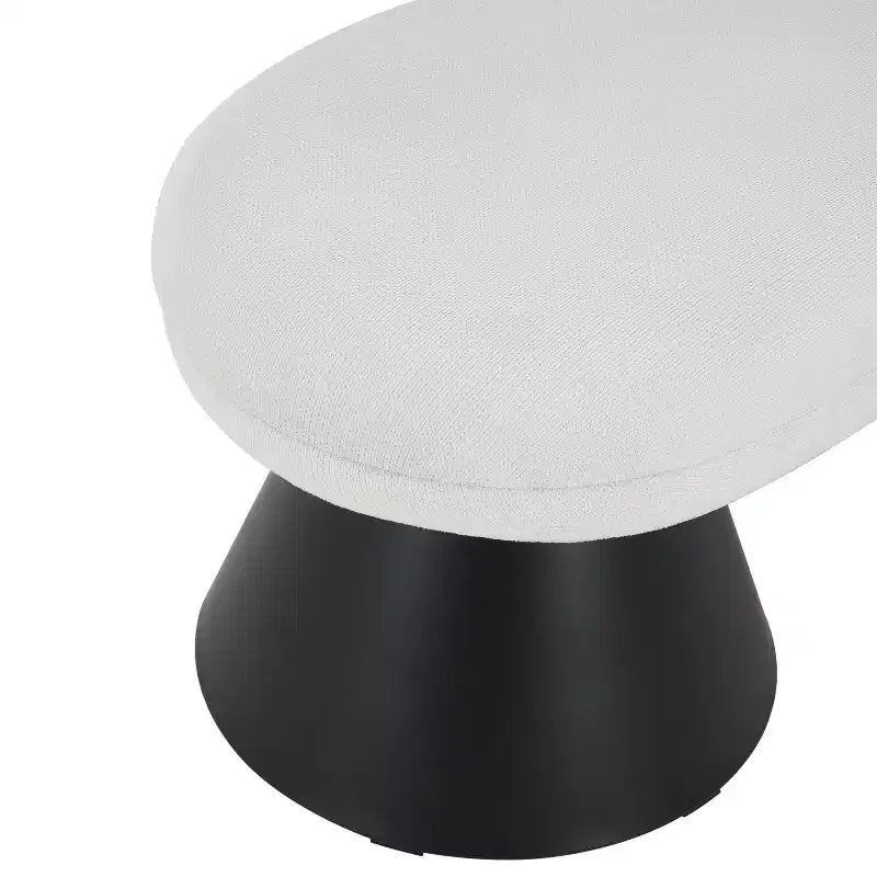 Modern Oval Upholstered Bench with Black Geometric Legs, Entryway Dining Bench for Living Room -Christopher Knight Home