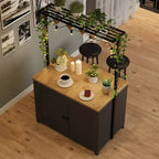 42 Kitchen Island with Storage, Heavy-Duty Multi-Functional Kitchen Cart with 30mm Thick Countertop, 2-Tier Shelves 5 Hooks