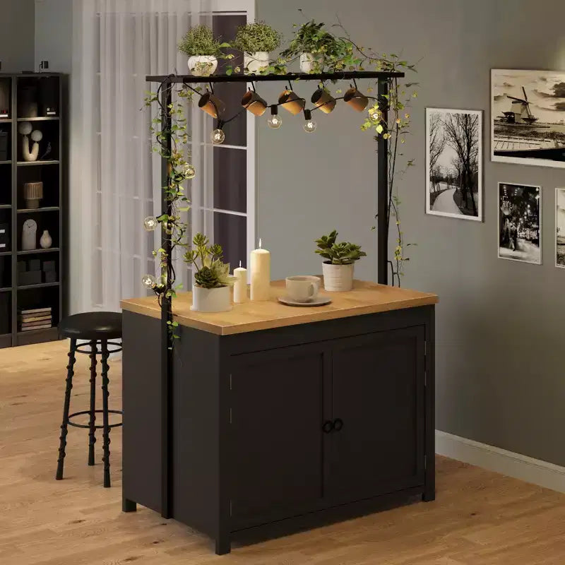42 Kitchen Island with Storage, Heavy-Duty Multi-Functional Kitchen Cart with 30mm Thick Countertop, 2-Tier Shelves 5 Hooks