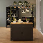 42 Kitchen Island with Storage, Heavy-Duty Multi-Functional Kitchen Cart with 30mm Thick Countertop, 2-Tier Shelves 5 Hooks
