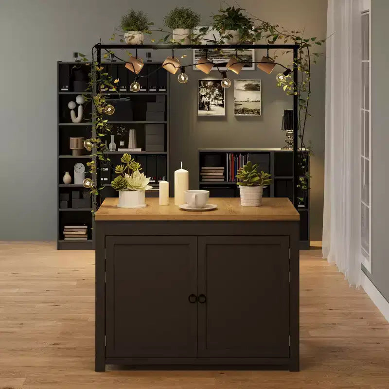 42 Kitchen Island with Storage, Heavy-Duty Multi-Functional Kitchen Cart with 30mm Thick Countertop, 2-Tier Shelves 5 Hooks