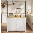 42 Kitchen Island with Storage, Heavy-Duty Multi-Functional Kitchen Cart with 30mm Thick Countertop, 2-Tier Shelves 5 Hooks