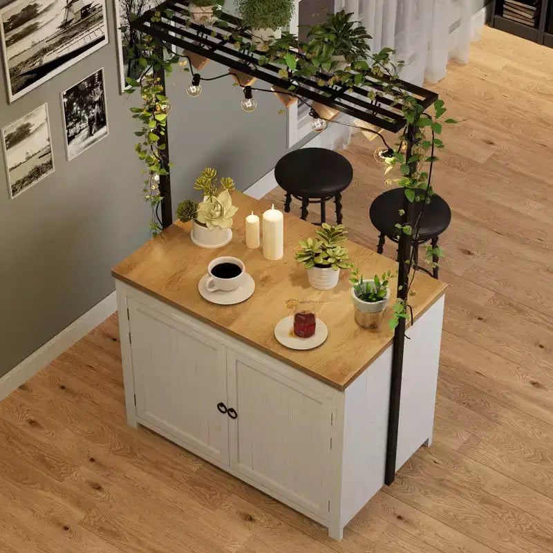 42 Kitchen Island with Storage, Heavy-Duty Multi-Functional Kitchen Cart with 30mm Thick Countertop, 2-Tier Shelves 5 Hooks