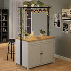 42 Kitchen Island with Storage, Heavy-Duty Multi-Functional Kitchen Cart with 30mm Thick Countertop, 2-Tier Shelves 5 Hooks