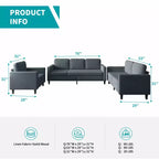 Mjkone Sectional Sofa Couches Set for Living Room 3-Seater Sofa&Loveseat$Single Sofa Chair