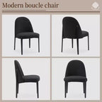 Boucle Dining Chairs Set of 4, Thick Upholstered Chairs with Metal Legs & Curved Backrest, for Dining Room, Kitchen, Living Room, Bedroom-Morden Fort
