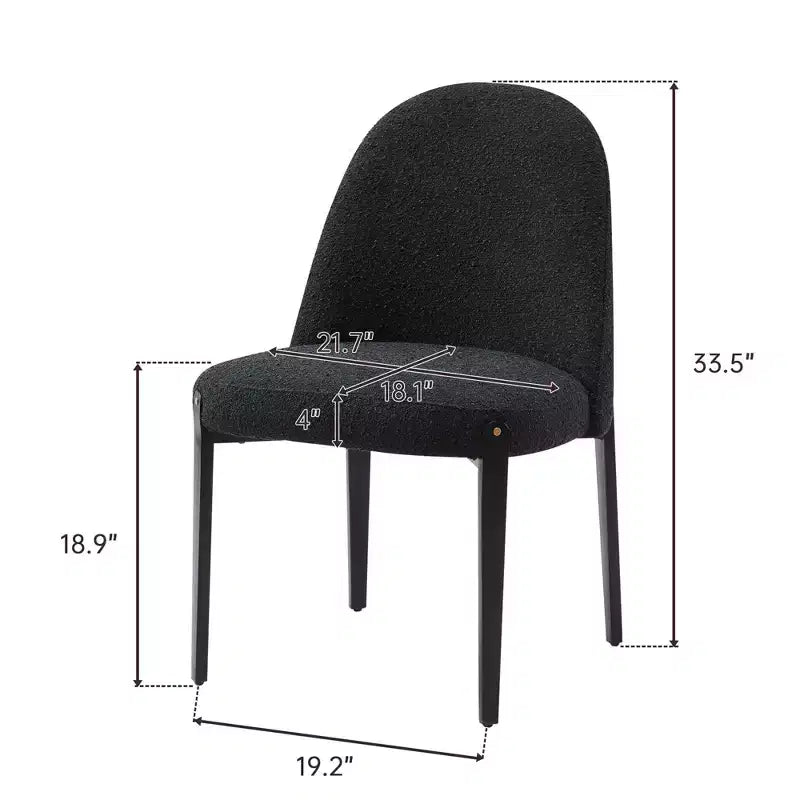 Boucle Dining Chairs Set of 4, Thick Upholstered Chairs with Metal Legs & Curved Backrest, for Dining Room, Kitchen, Living Room, Bedroom-Morden Fort
