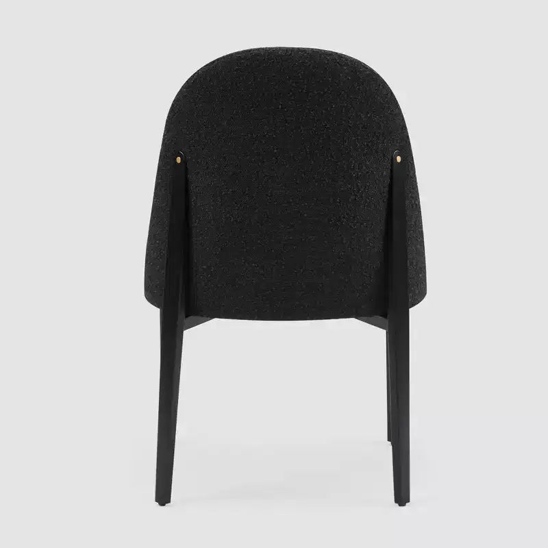 Boucle Dining Chairs Set of 4, Thick Upholstered Chairs with Metal Legs & Curved Backrest, for Dining Room, Kitchen, Living Room, Bedroom-Morden Fort