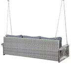 Whisen Weather Resistant 69 PE Wicker 3-Person Outdoor Swing Chair Patio Hanging Porch Swing Bench with Chains and Cushions