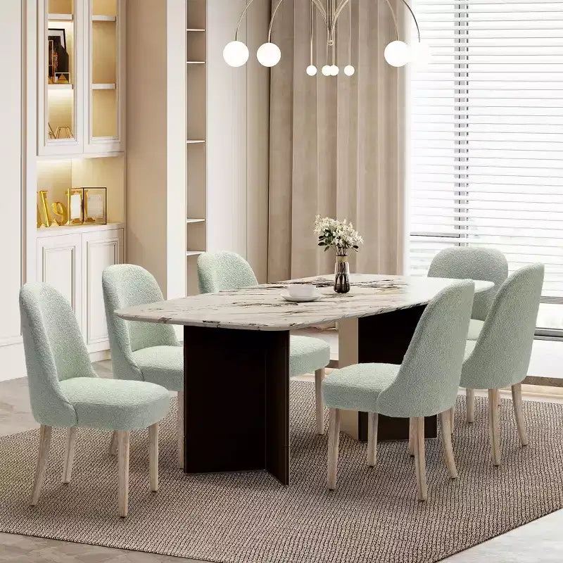 WestinTrends Genevieve Mid-Century Modern Upholstered Boucle Dining Chair (Set of 6)