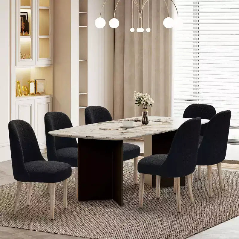 WestinTrends Genevieve Mid-Century Modern Upholstered Boucle Dining Chair (Set of 6)