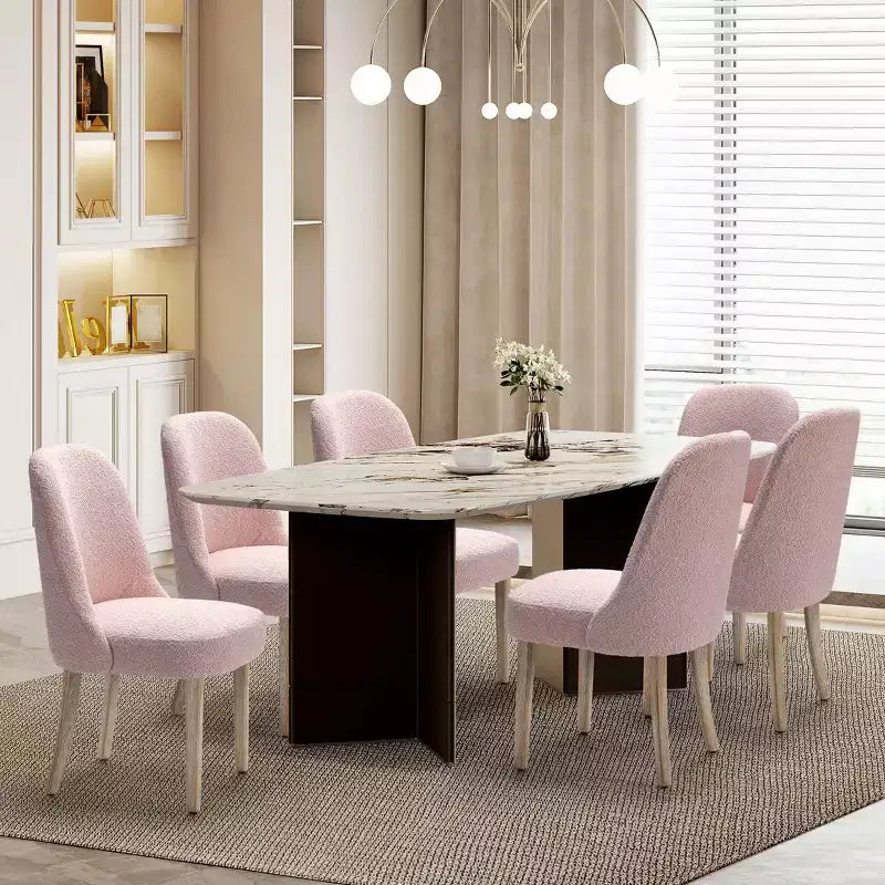 WestinTrends Genevieve Mid-Century Modern Upholstered Boucle Dining Chair (Set of 6)