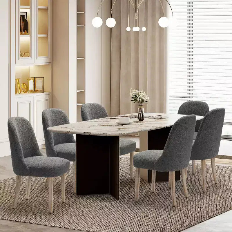 WestinTrends Genevieve Mid-Century Modern Upholstered Boucle Dining Chair (Set of 6)