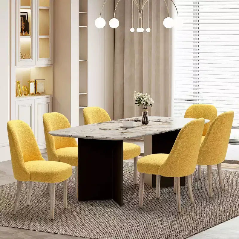 WestinTrends Genevieve Mid-Century Modern Upholstered Boucle Dining Chair (Set of 6)