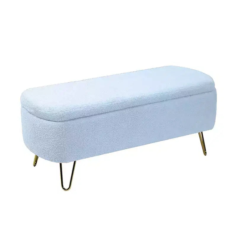 Zeus & Ruta Modern Upholstered Storage Ottoman Bench for End of Bed Gold Legs