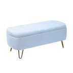Zeus & Ruta Modern Upholstered Storage Ottoman Bench for End of Bed Gold Legs