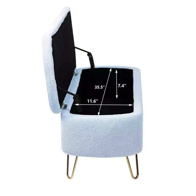 Zeus & Ruta Modern Upholstered Storage Ottoman Bench for End of Bed Gold Legs