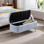 Zeus & Ruta Modern Upholstered Storage Ottoman Bench for End of Bed Gold Legs