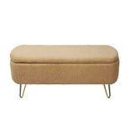 Zeus & Ruta Modern Upholstered Storage Ottoman Bench for End of Bed Gold Legs