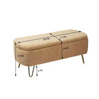 Zeus & Ruta Modern Upholstered Storage Ottoman Bench for End of Bed Gold Legs