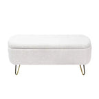 Zeus & Ruta Modern Upholstered Storage Ottoman Bench for End of Bed Gold Legs