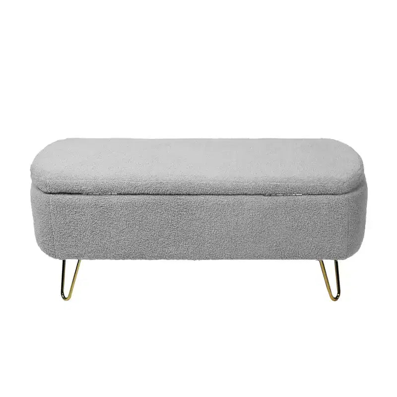 Zeus & Ruta Modern Upholstered Storage Ottoman Bench for End of Bed Gold Legs