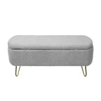 Zeus & Ruta Modern Upholstered Storage Ottoman Bench for End of Bed Gold Legs