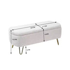 Zeus & Ruta Modern Upholstered Storage Ottoman Bench for End of Bed Gold Legs